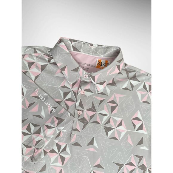 Galvin Green Makai Golf Polo Shirt Mens Size XL Pink Grey Stretch Abstract Print - Picture 1 of 12